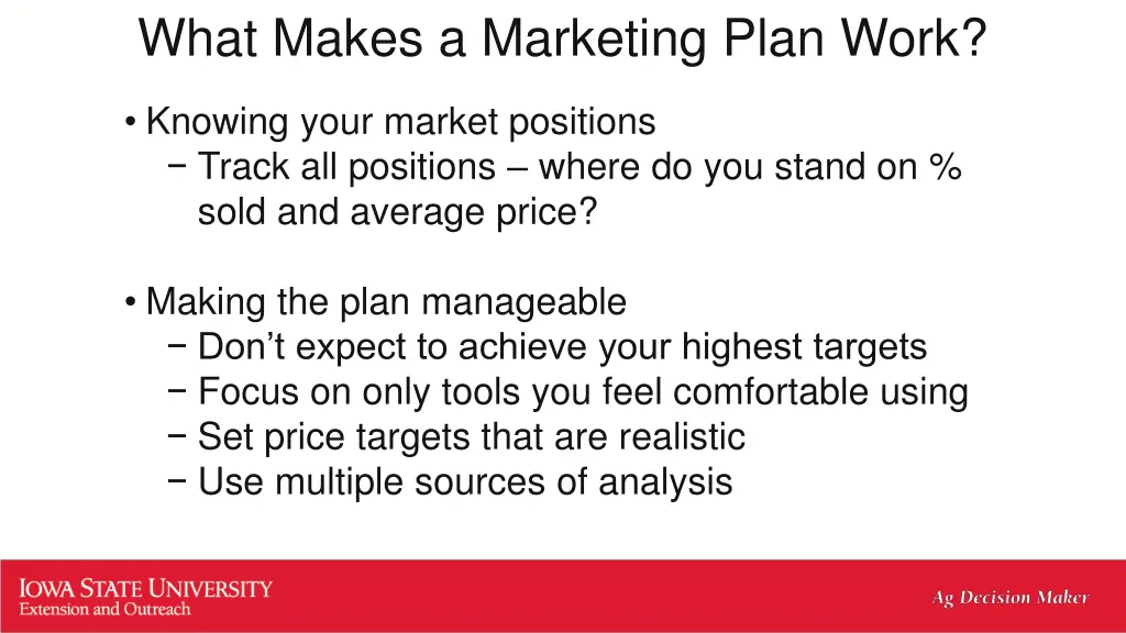what makes a marketing plan work