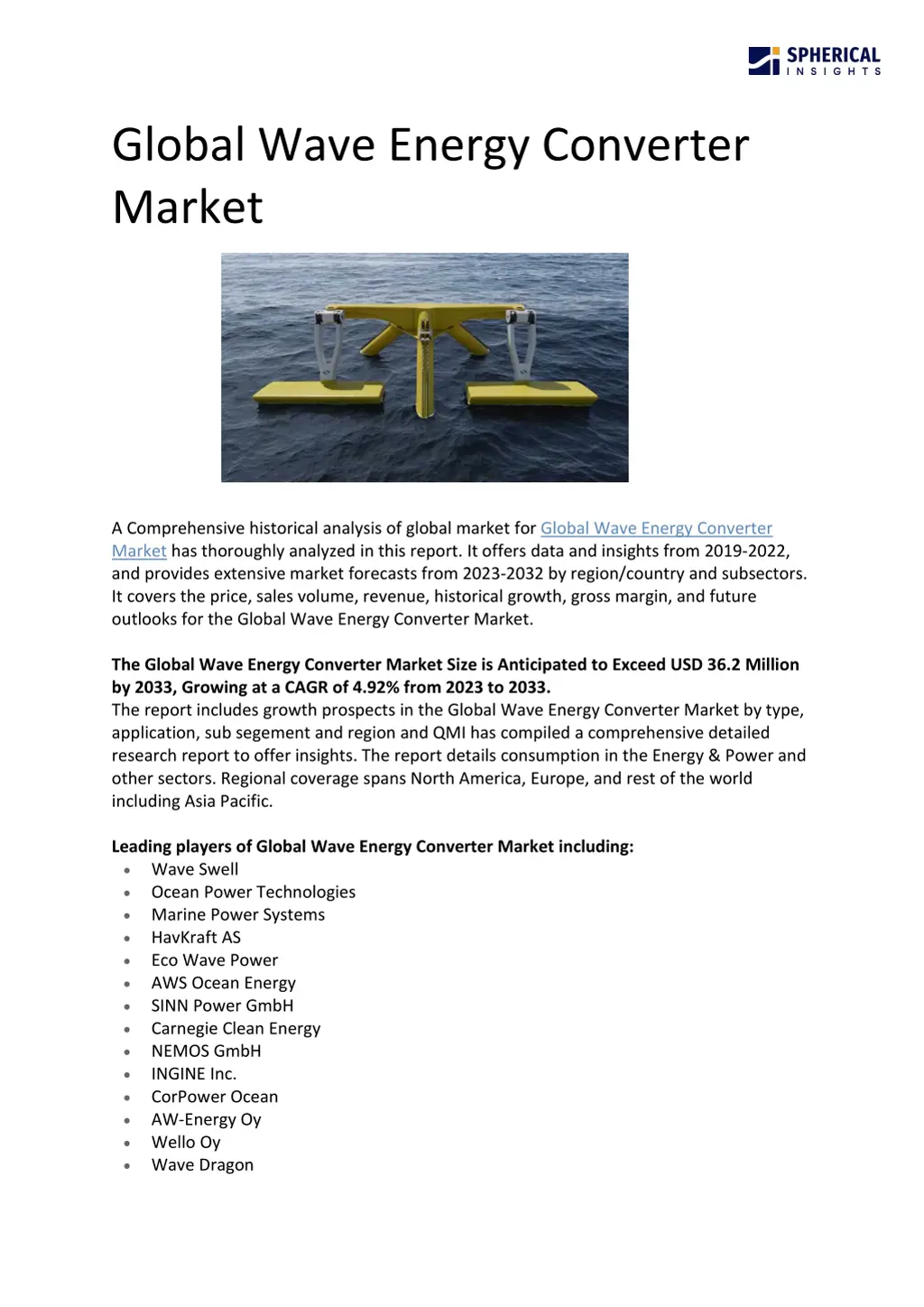 global wave energy converter market