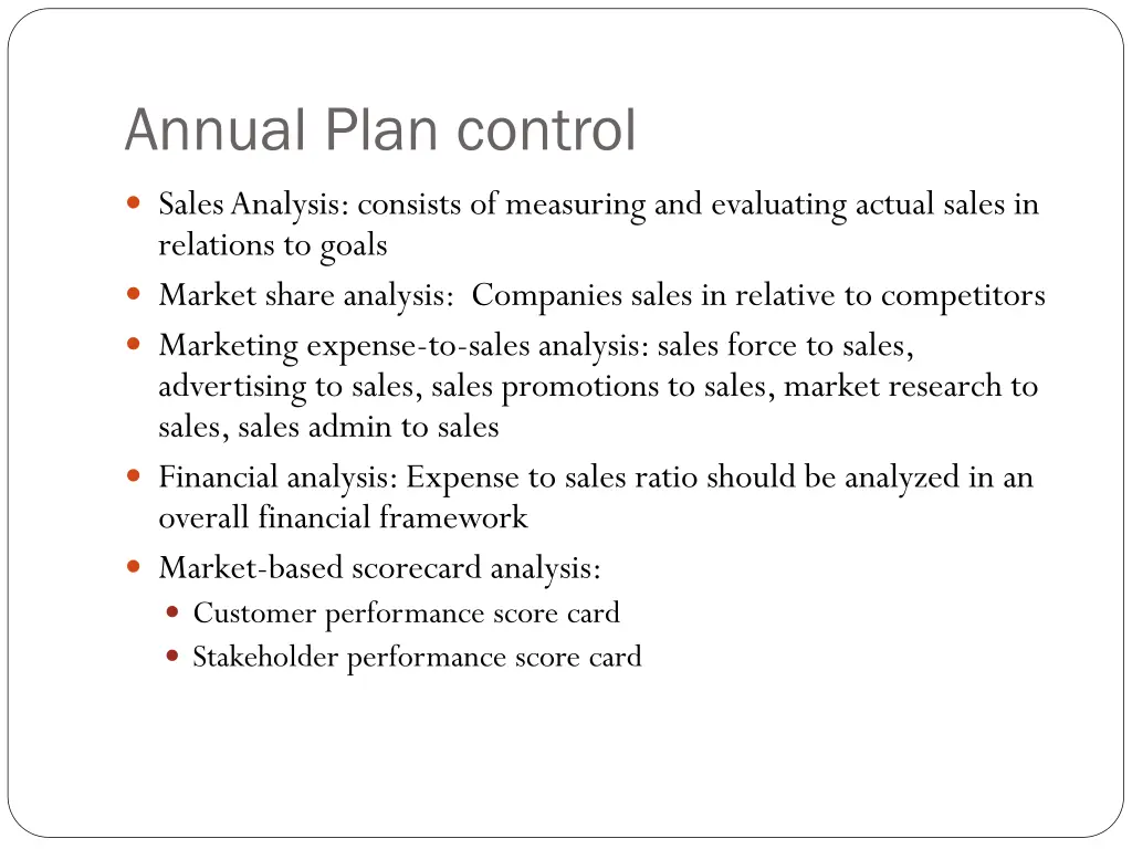 annual plan control