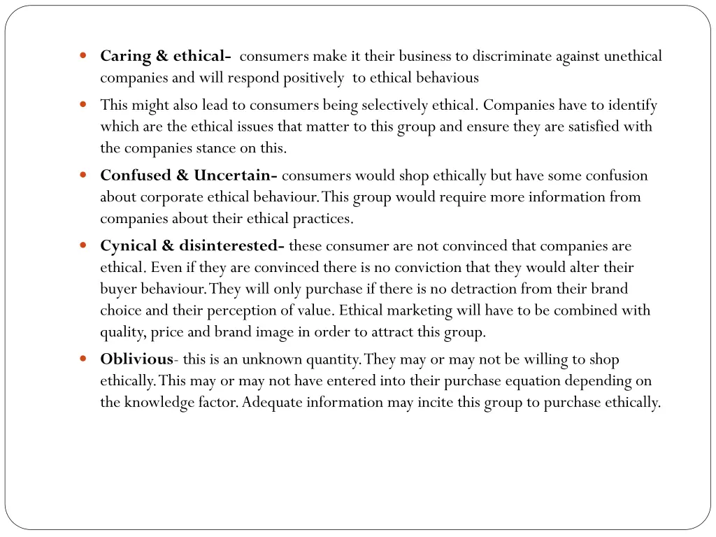 caring ethical consumers make it their business