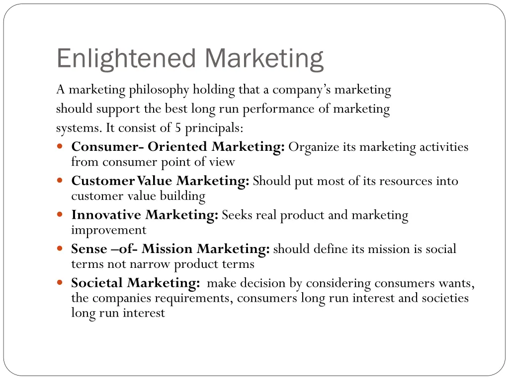 enlightened marketing a marketing philosophy