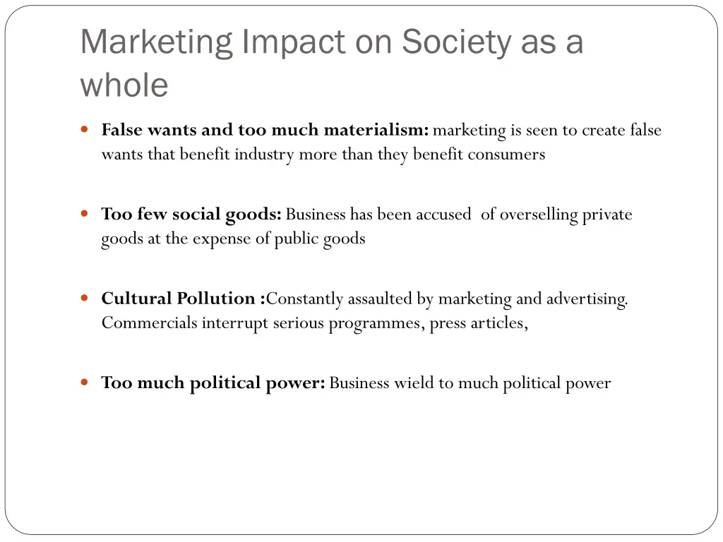 marketing impact on society as a whole