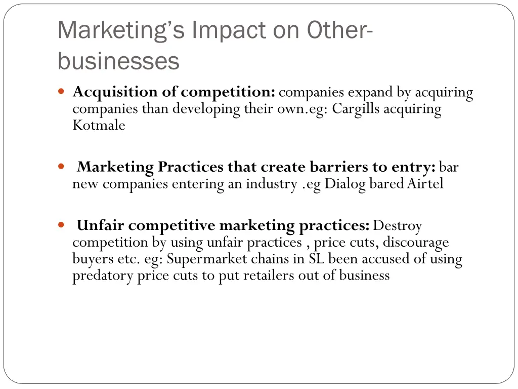 marketing s impact on other businesses