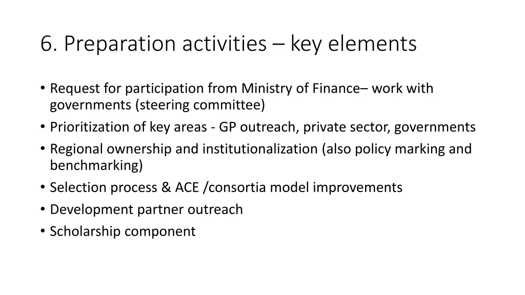 6 preparation activities key elements