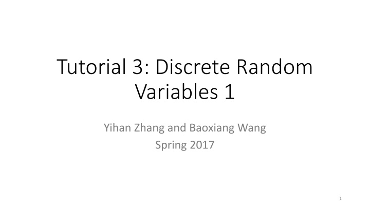tutorial 3 discrete random variables 1
