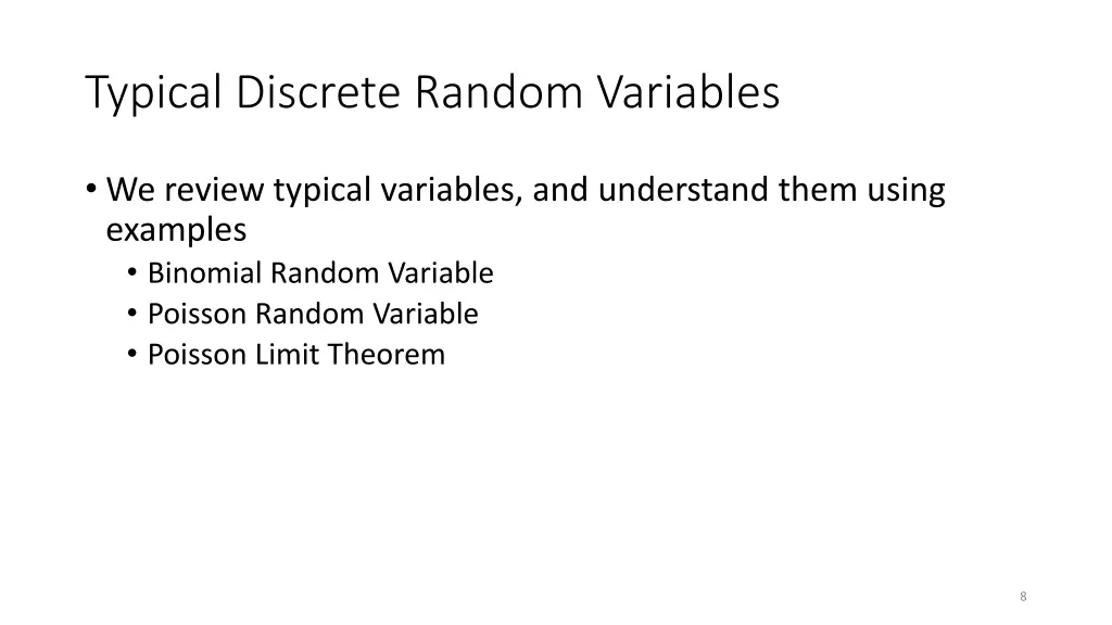 typical discrete random variables