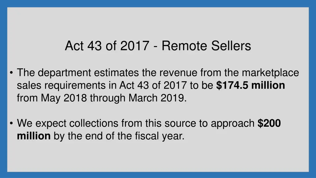act 43 of 2017 remote sellers