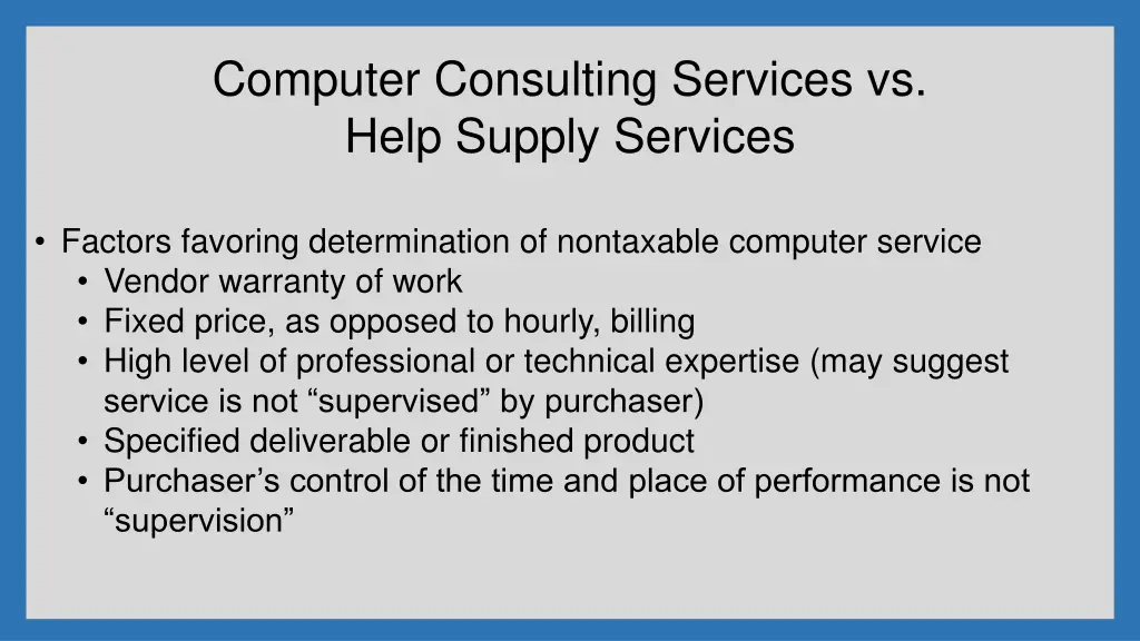 computer consulting services vs help supply