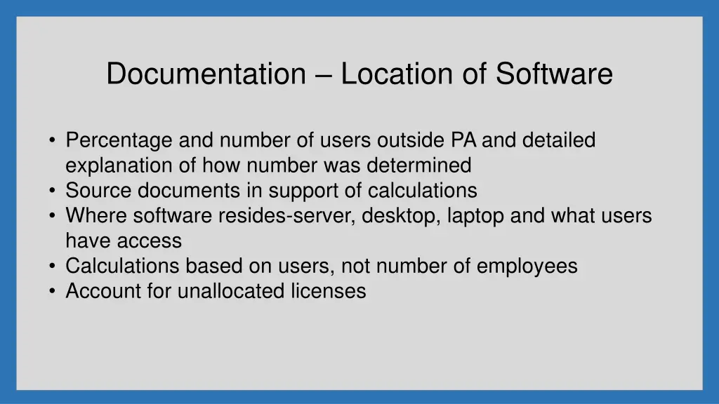 documentation location of software