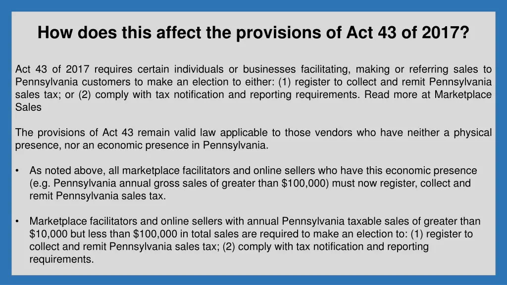 how does this affect the provisions
