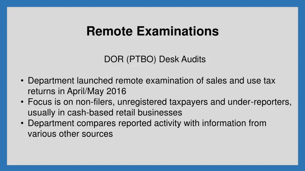 remote examinations