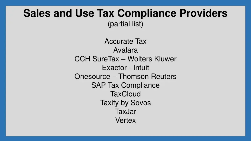 sales and use tax compliance providers partial