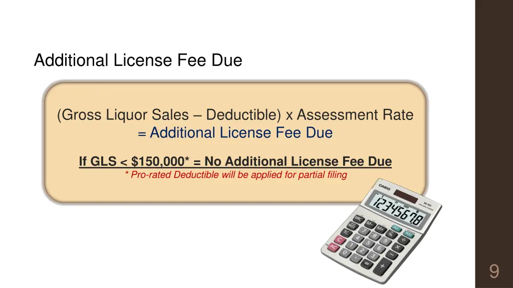 additional license fee due