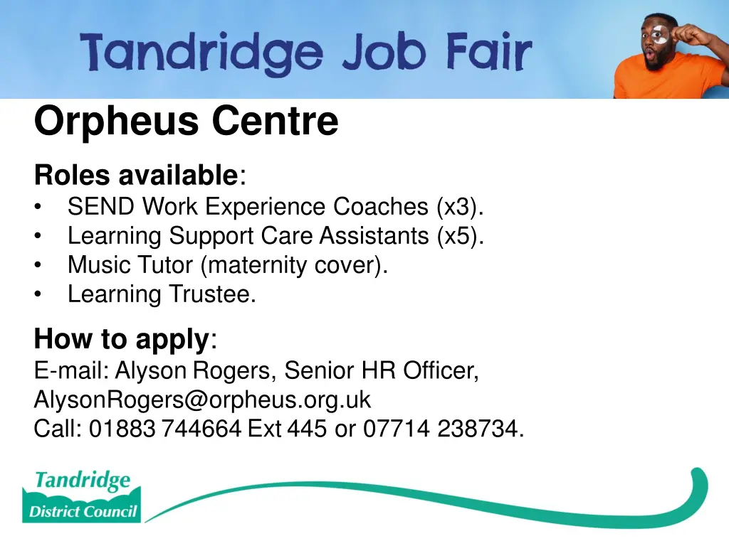 orpheus centre roles available send work