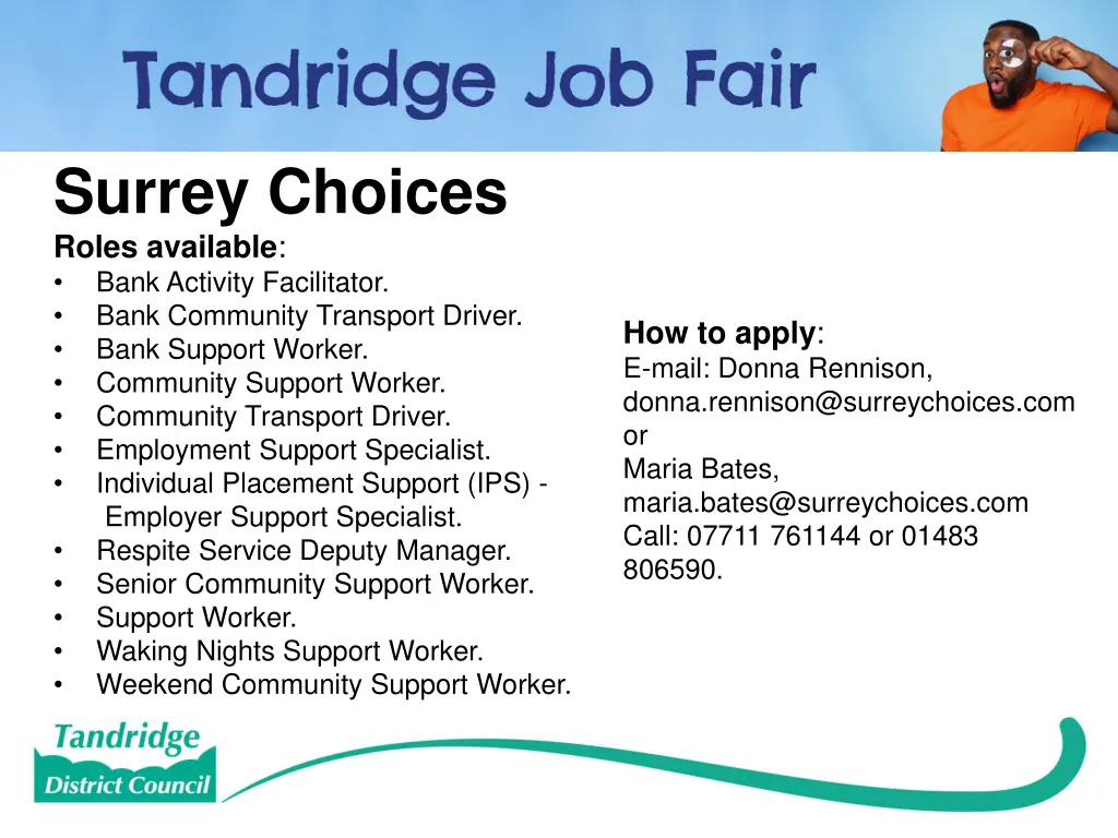 surrey choices roles available bank activity