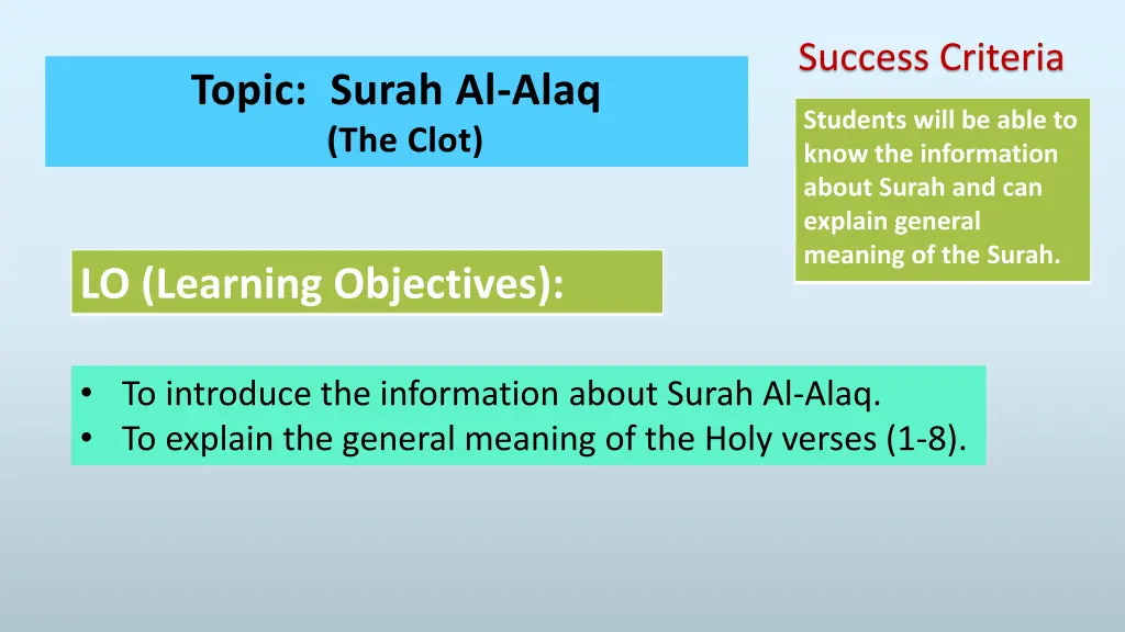 success criteria