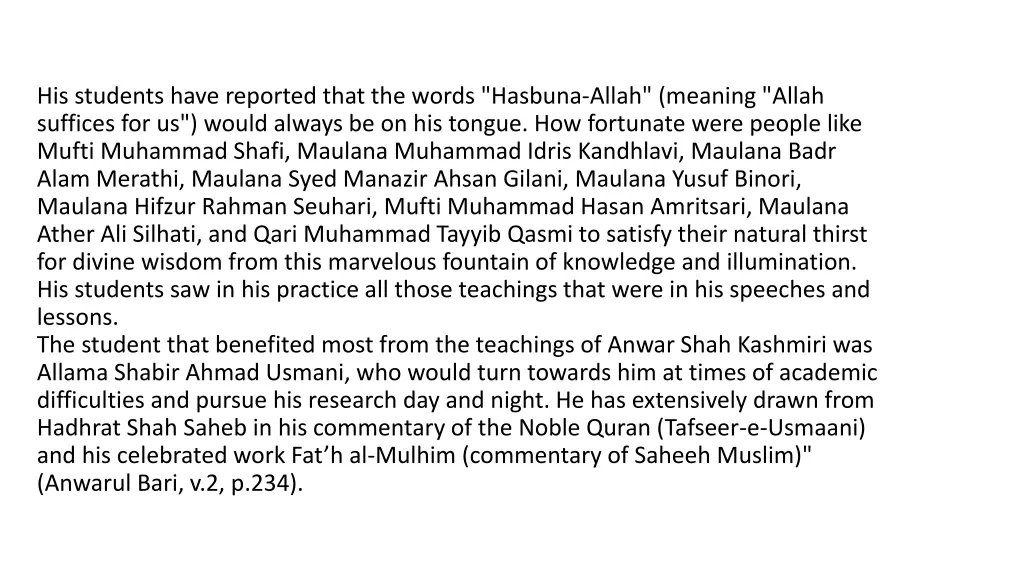 his students have reported that the words hasbuna