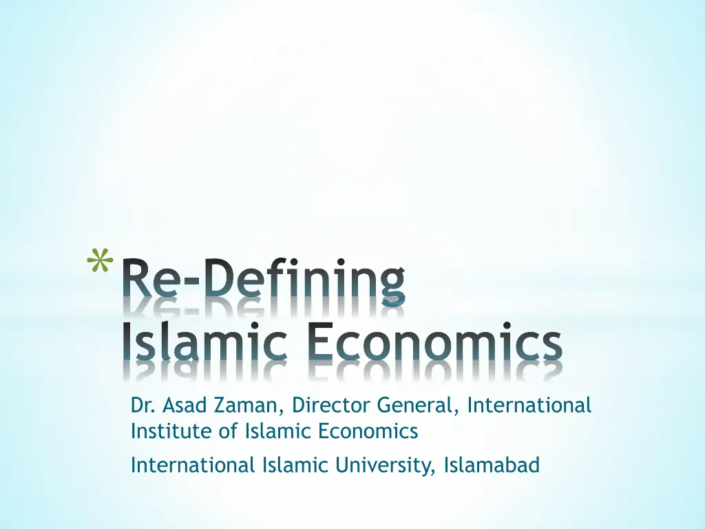 re defining islamic economics