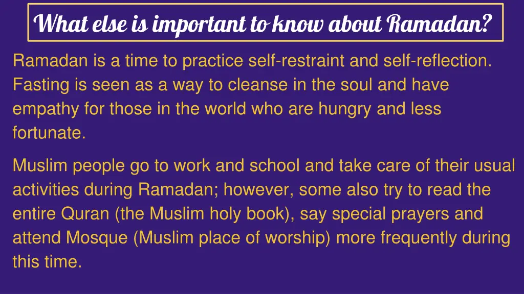 what else is important to know about ramadan