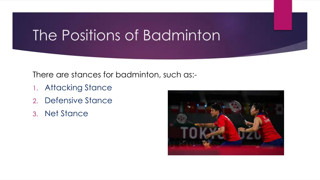 the positions of badminton