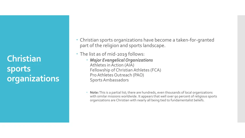 christian sports organizations have become