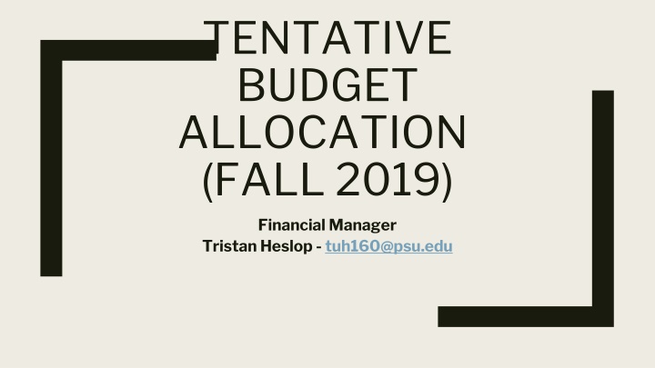 tentative budget allocation fall 2019
