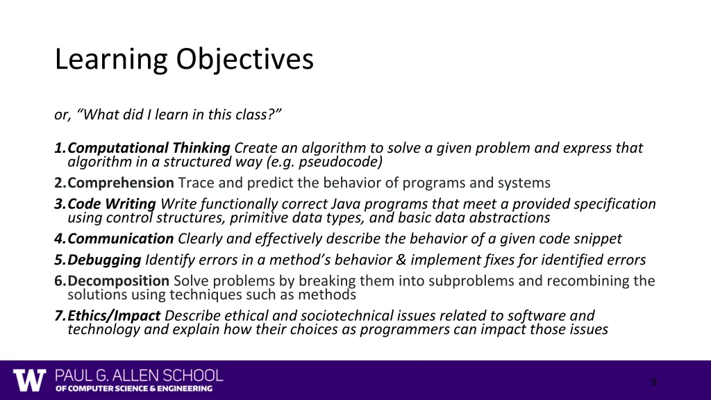 learning objectives