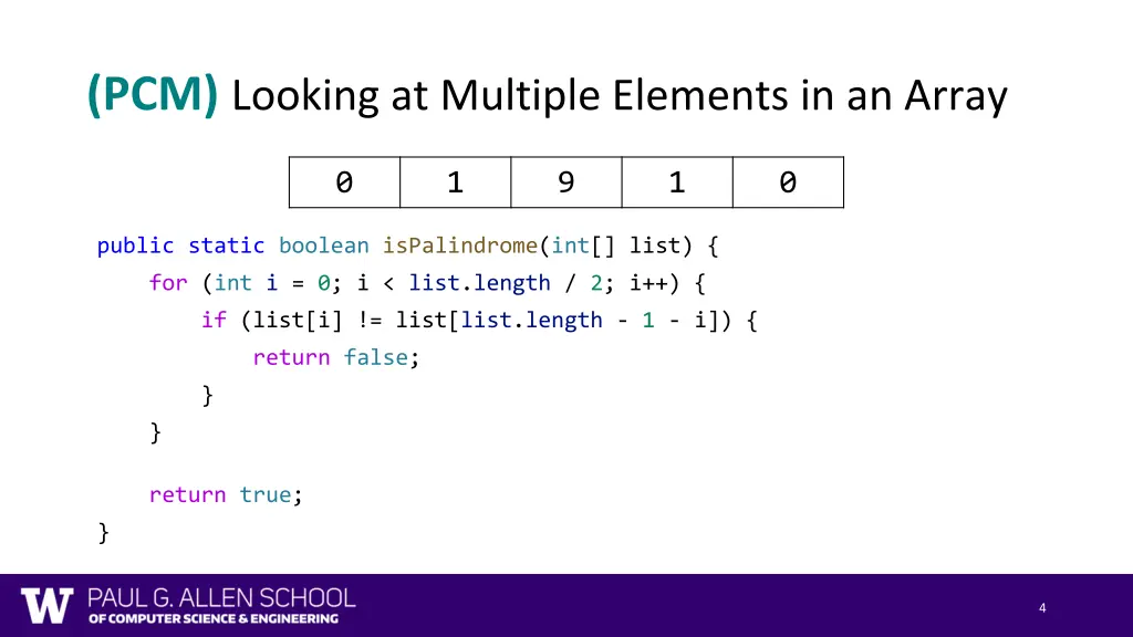 pcm looking at multiple elements in an array 1