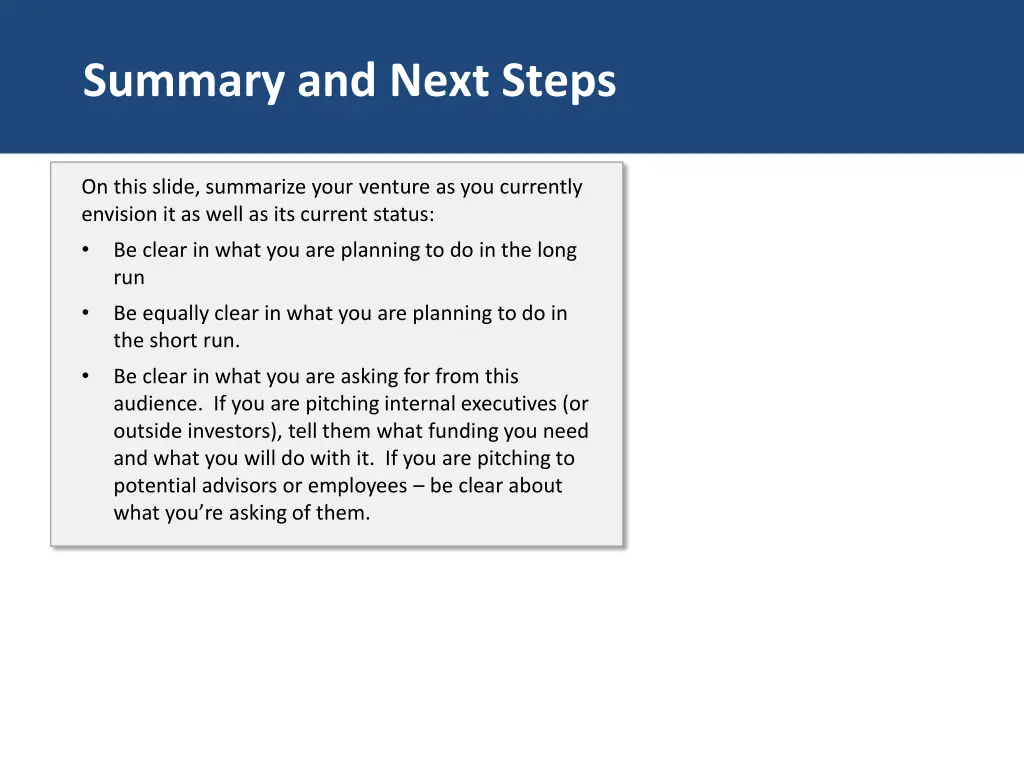 summary and next steps