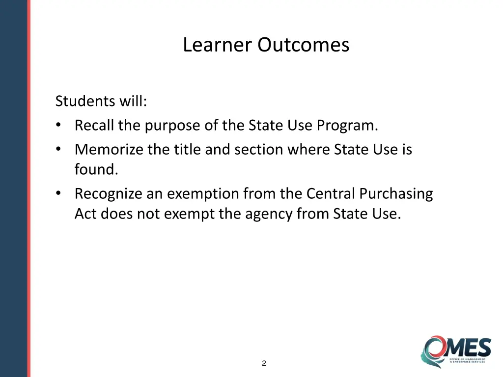 learner outcomes