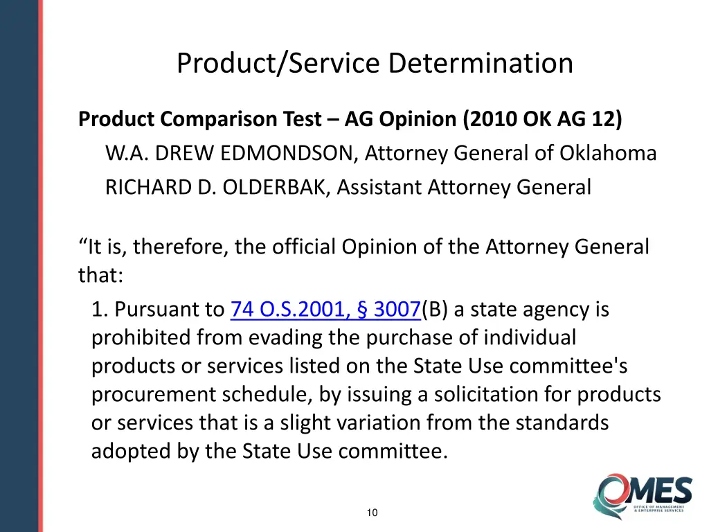 product service determination
