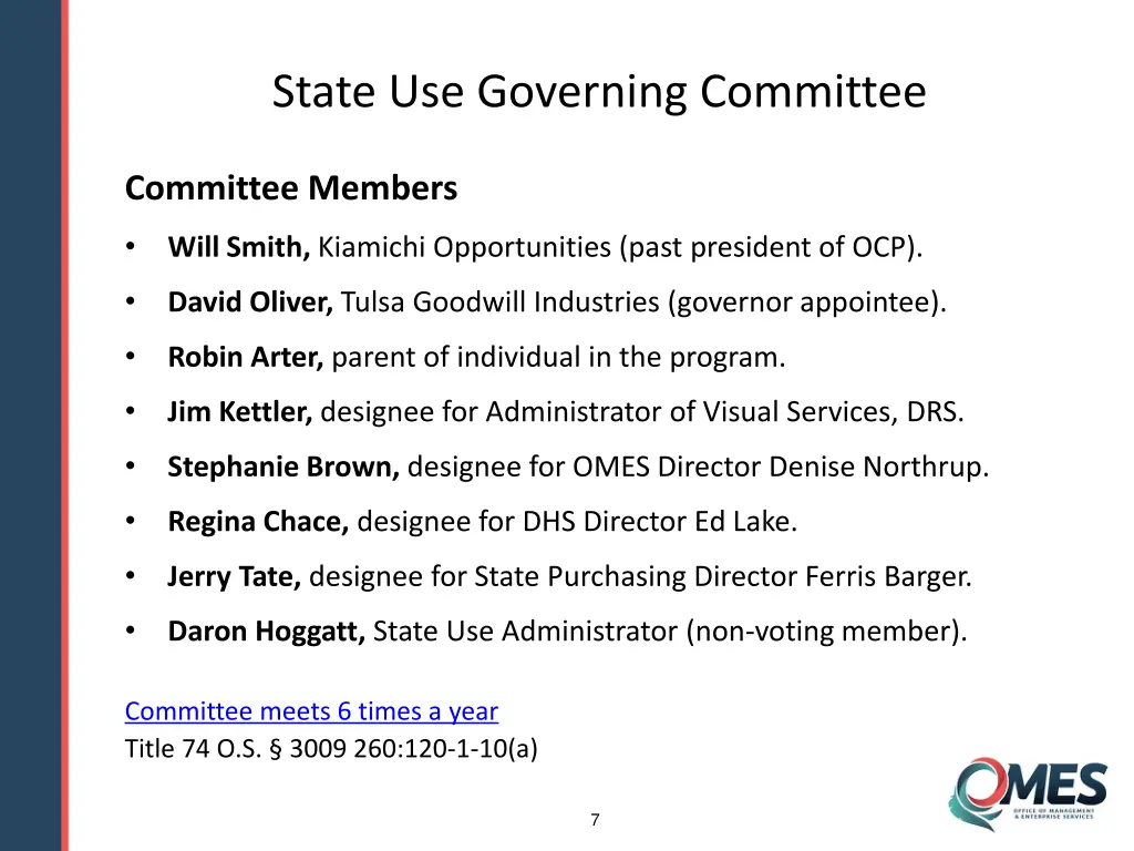 state use governing committee