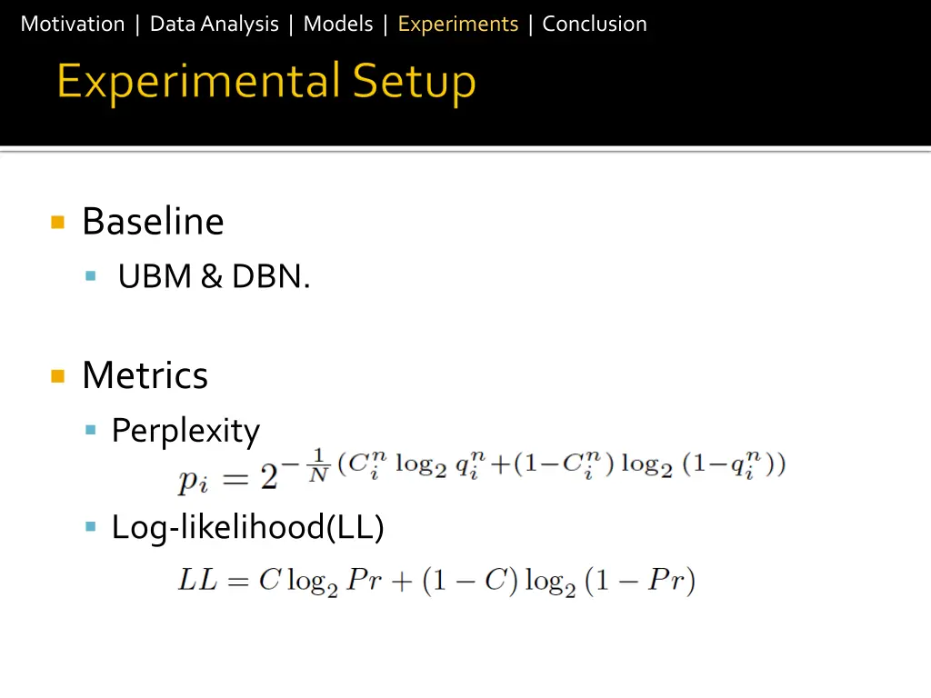 motivation data analysis models experiments 17