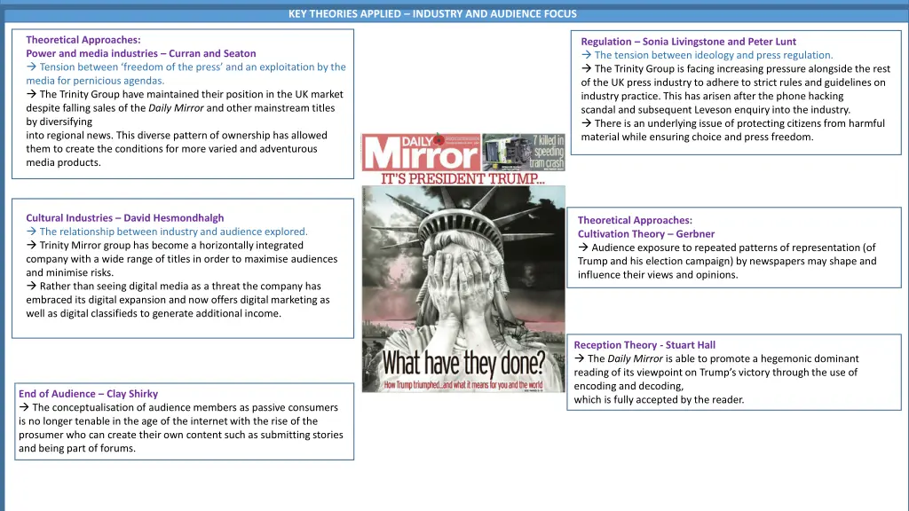 key theories applied industry and audience focus