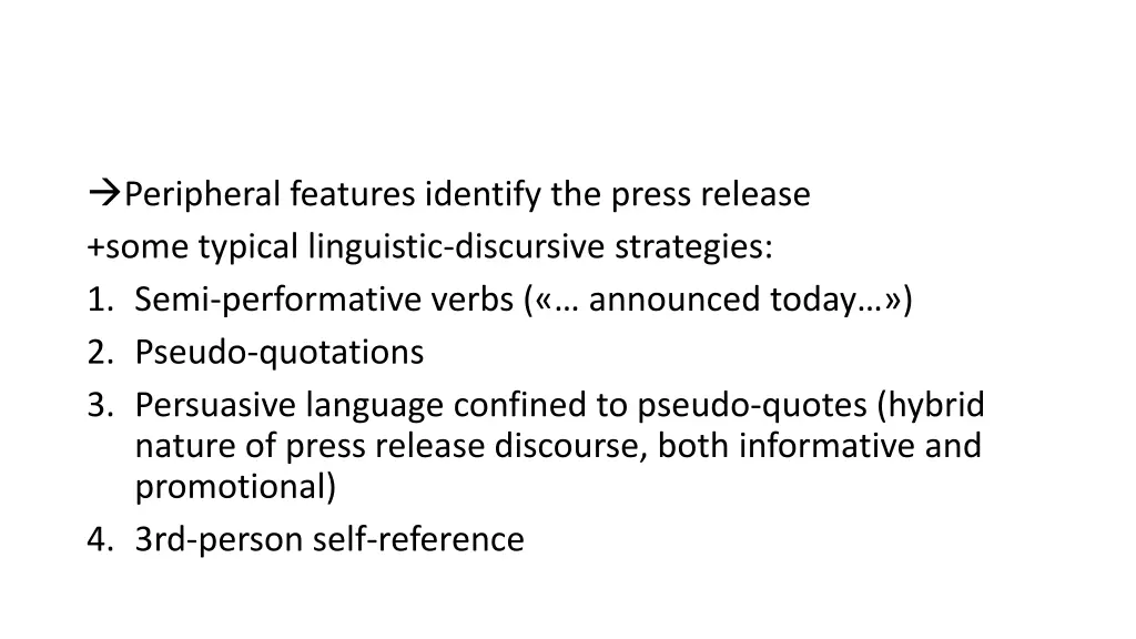 peripheral features identify the press release