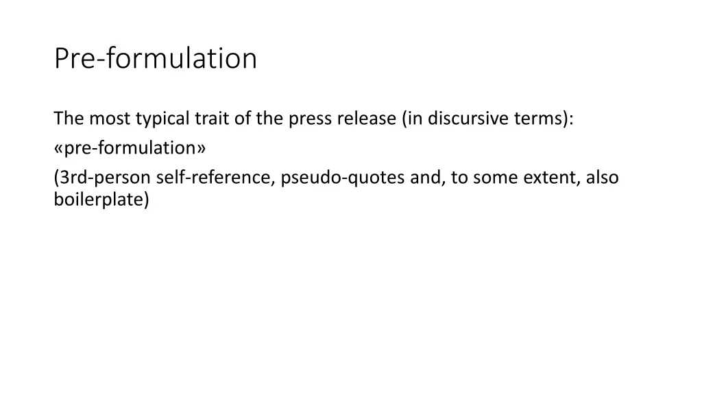pre formulation