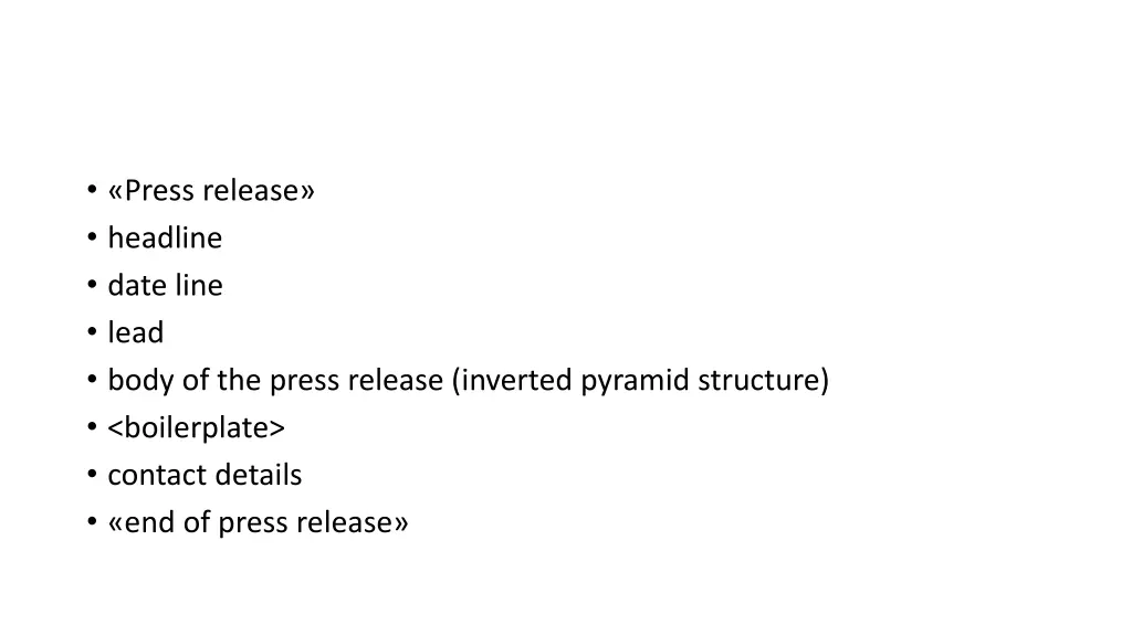 press release headline date line lead body