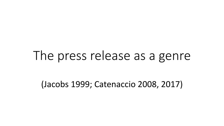 the press release as a genre