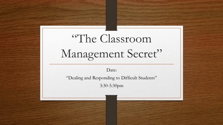 the classroom management secret