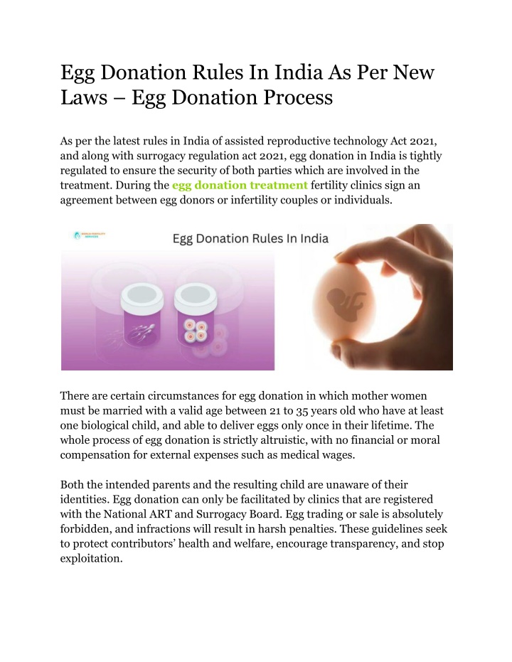 egg donation rules in india as per new laws