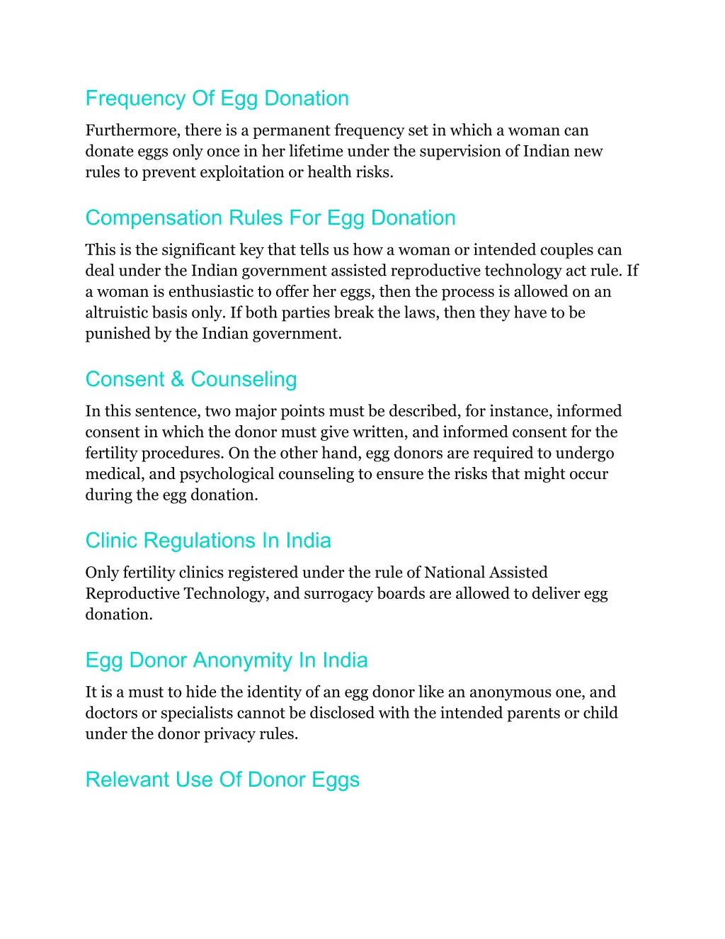 frequency of egg donation