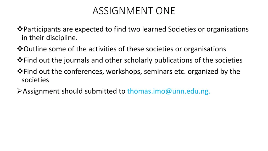 assignment one