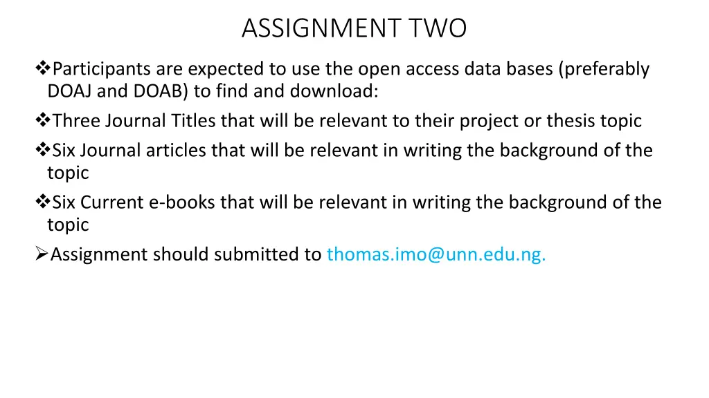 assignment two