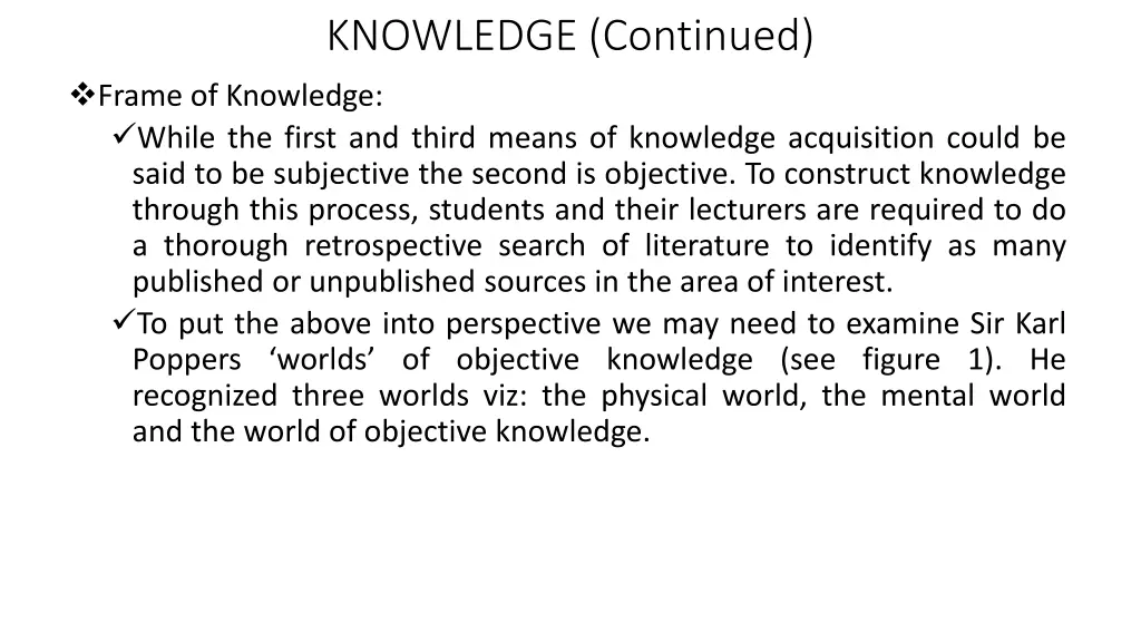 knowledge continued