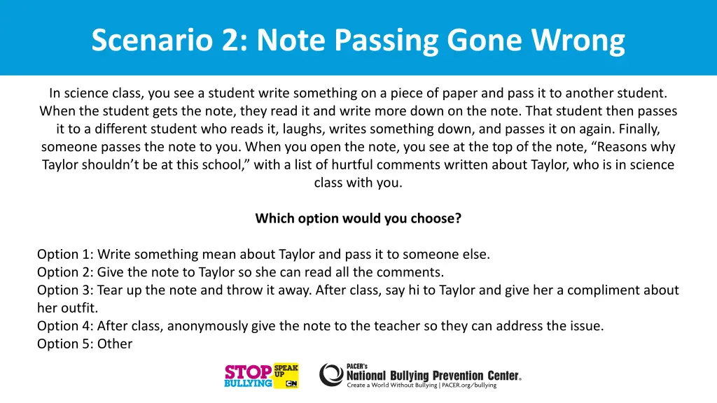 scenario 2 note passing gone wrong