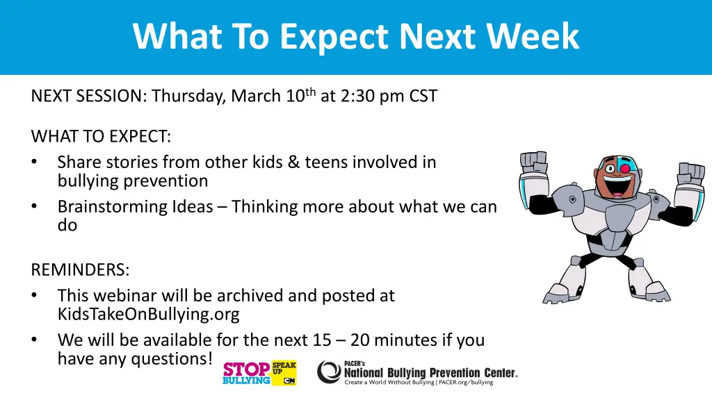 what to expect next week