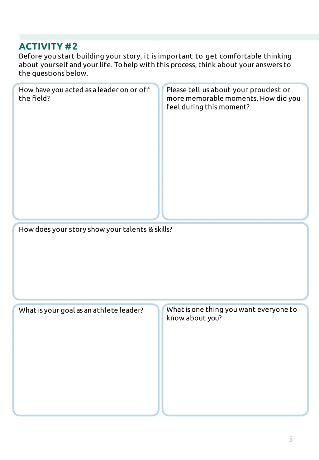 activity 2 before you start building your story