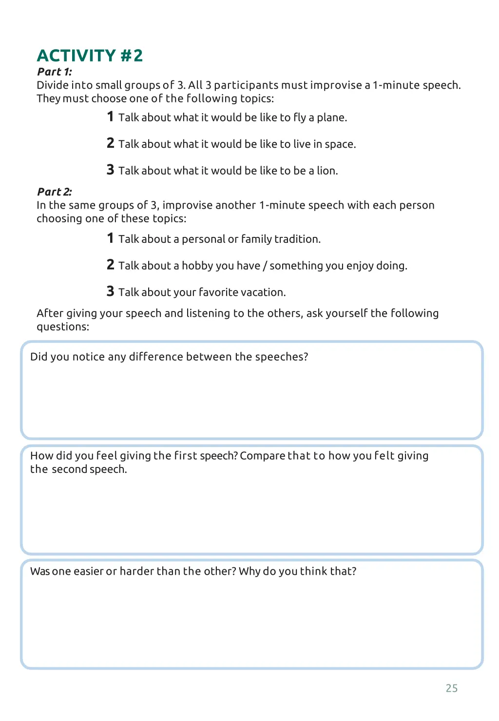 activity 2 part 1 divide into small groups