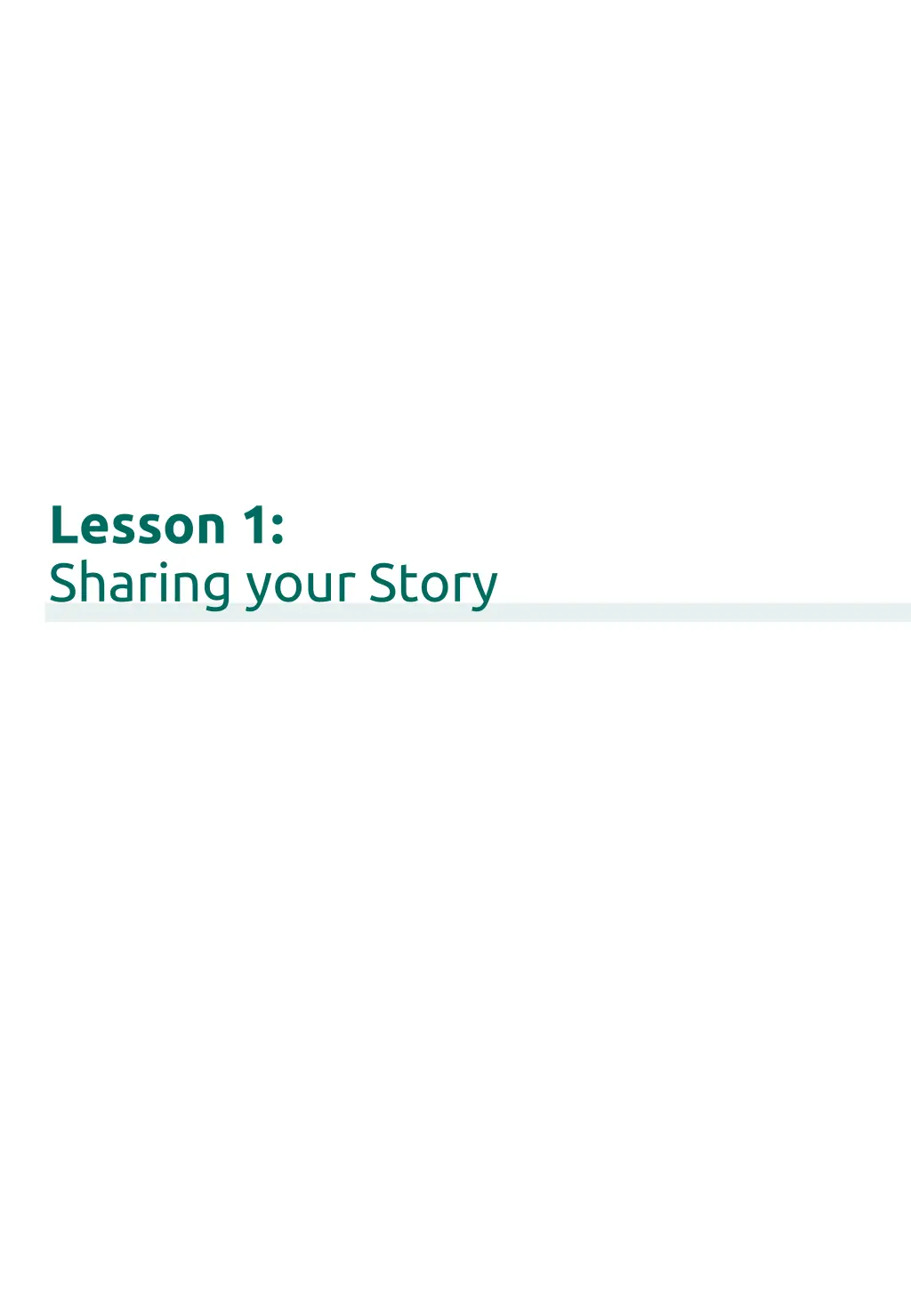 lesson 1 sharing your story