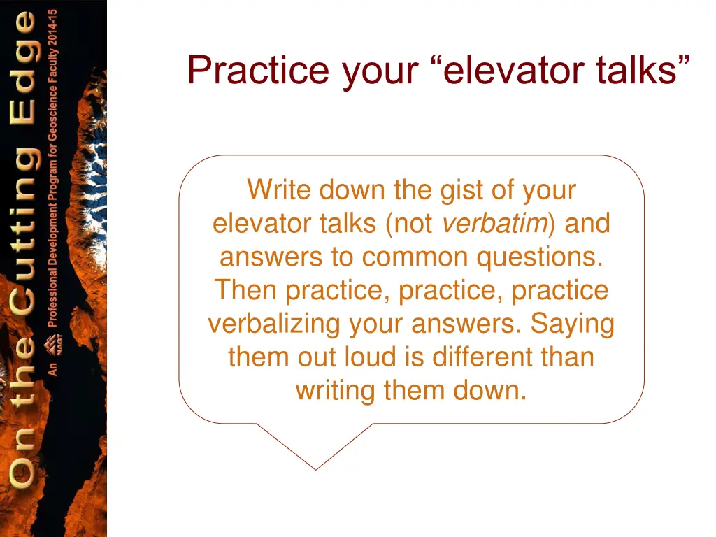 practice your elevator talks 1